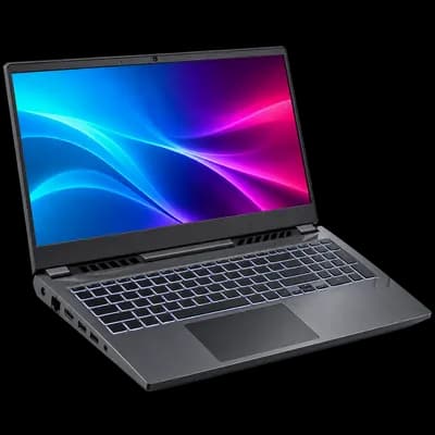 ASUS TUF Gaming A15 open at an angle with the screen switched on